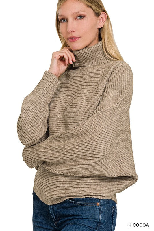 Viscose Dolman Sleeve Turtleneck Sweater - bertofonsi