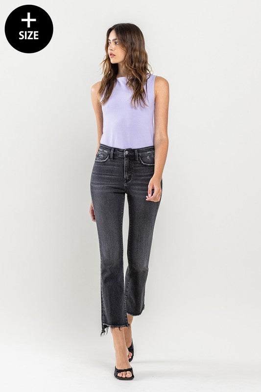 Plus Size High Rise Crop Flare Jeans - bertofonsi