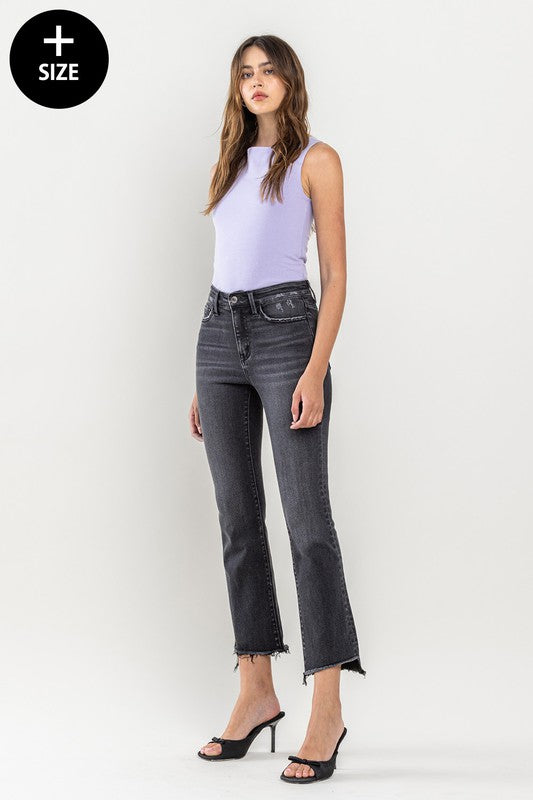 Plus Size High Rise Crop Flare Jeans - bertofonsi