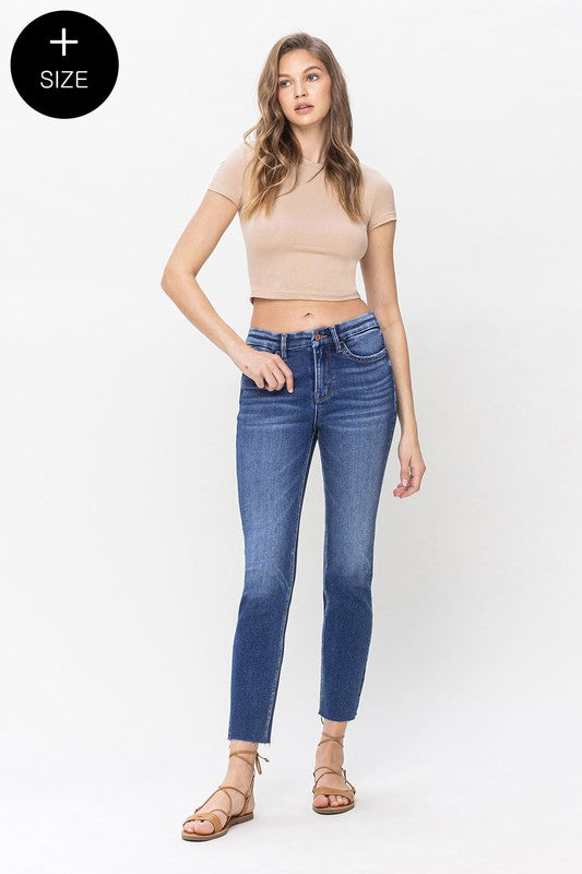 Plus Size High Rise Slim Straight Jeans - bertofonsi
