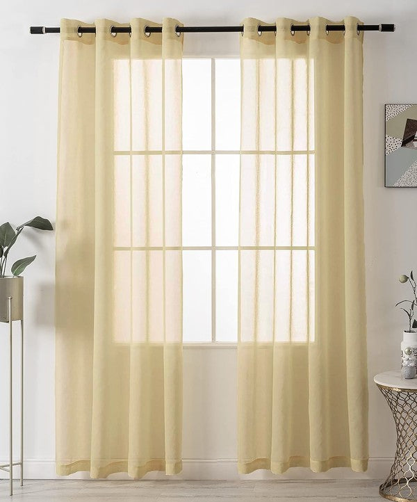 Gold Sheer Window Grommet Curtain Set - bertofonsi