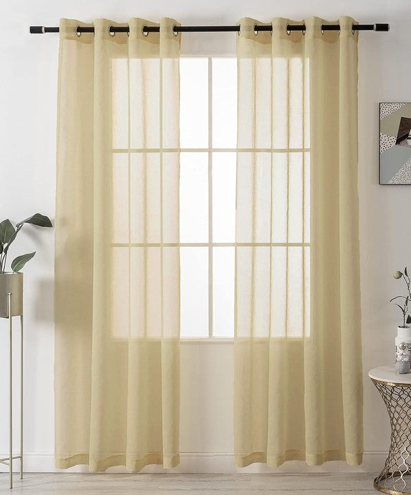 Gold Sheer Window Grommet Curtain Set - bertofonsi