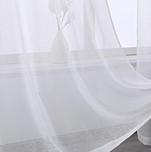 White Sheer Window Grommet Curtain Set - bertofonsi