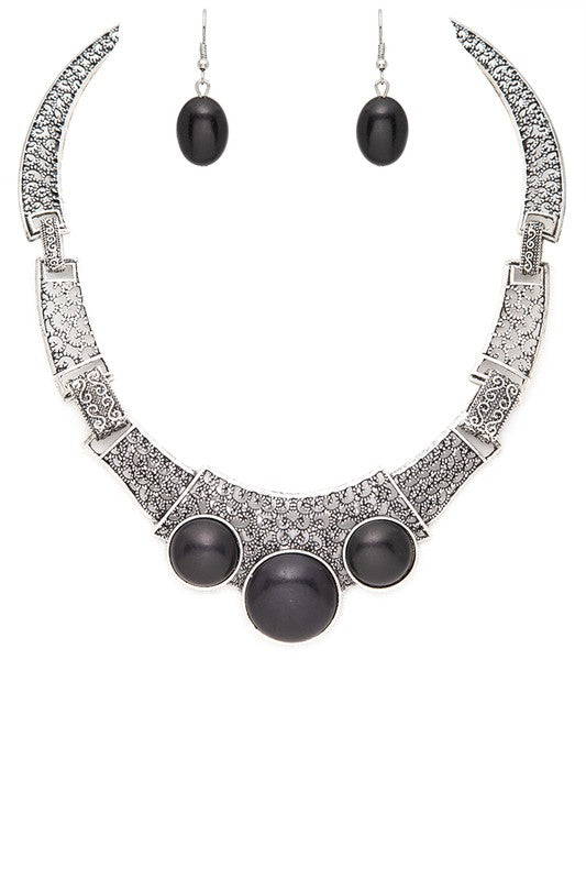 Compressed Stone Western Collar Necklace Set - bertofonsi