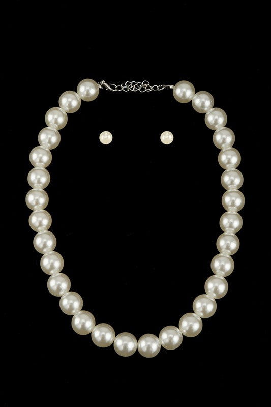 14mm Pearl Beaded Necklace Set - bertofonsi