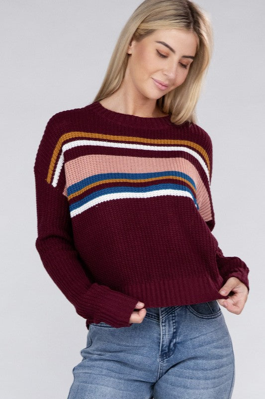 Striped Pullover Sweater - bertofonsi