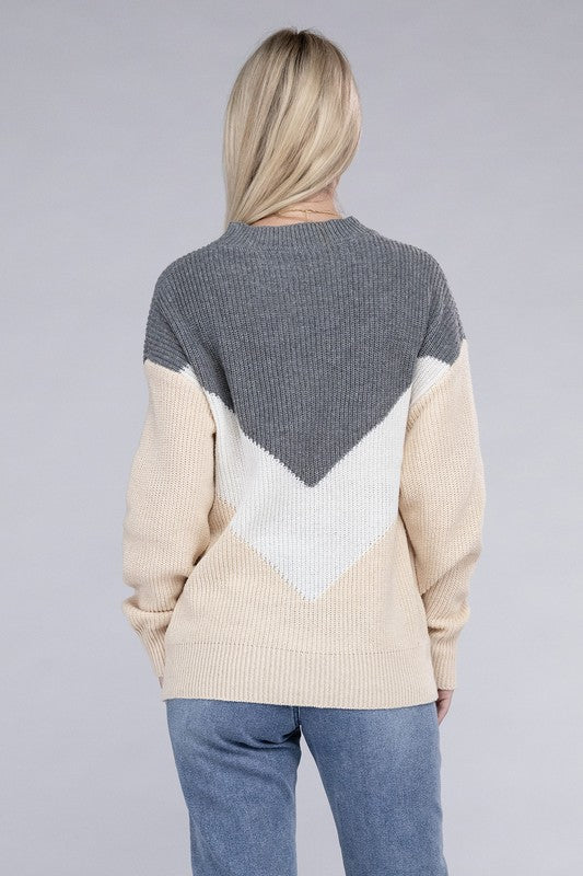 Colorblock Drop Shoulder Sweater - bertofonsi