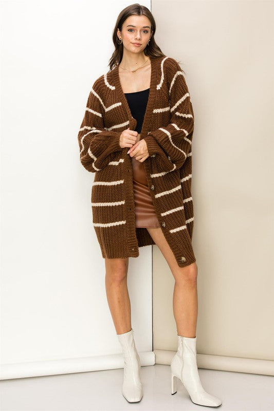 Made for Style Oversized Striped Sweater Cardigan - bertofonsi