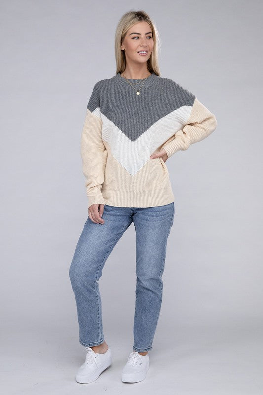 Colorblock Drop Shoulder Sweater - bertofonsi