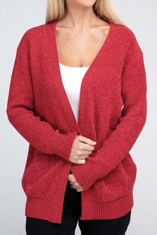 Melange Open Front Sweater Cardigan - bertofonsi