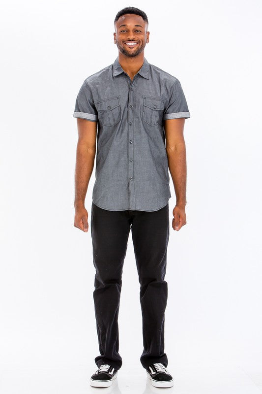 Weiv Men's Casual Short Sleeve Two Tone Shirts - bertofonsi