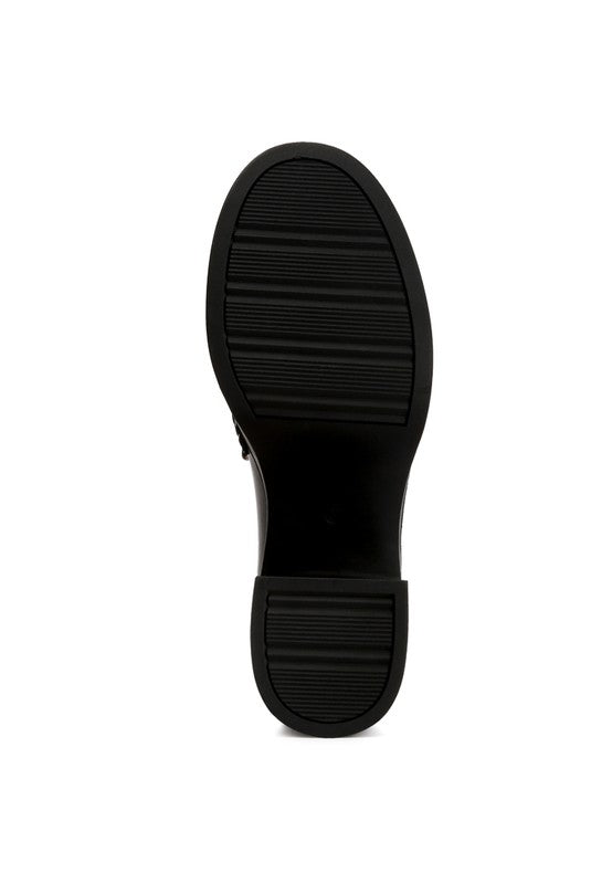 Elspeth Heeled Platform Leather Loafers - bertofonsi