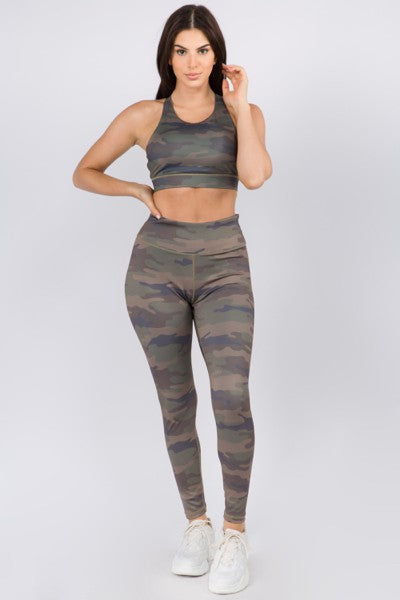 Active High Rise Camouflage Leggings with Pocket - bertofonsi
