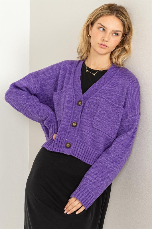 Cute Mood Crop Shoulder Cropped Cardigan Sweater - bertofonsi