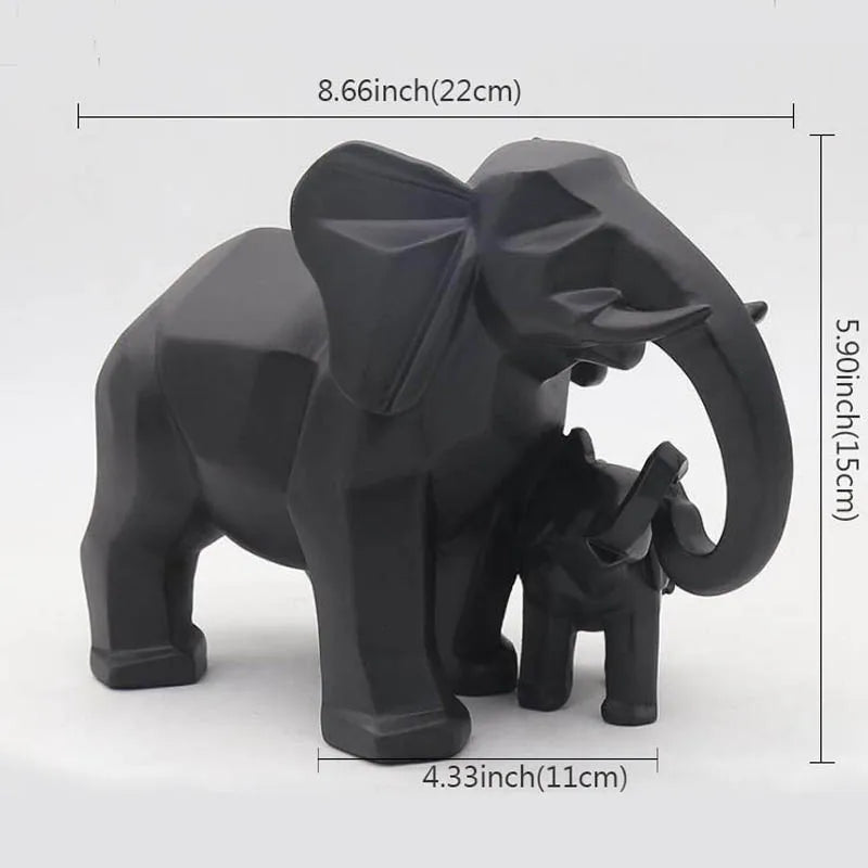Gold Modern Geometric Gold Elephant Resin Home Decoration Accessories Crafts for Sculpture Statue Ornaments Mother and child - bertofonsi
