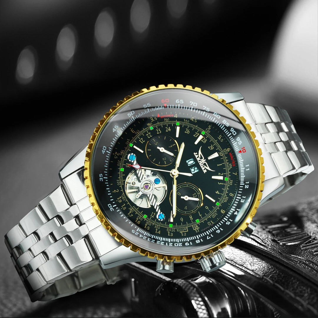 JARAGAR Tourbillon Wrist Watches for Men Automatic Mechanical Military Male Watch Calendar Multi Function Top Brand Luxury Reloj - bertofonsi