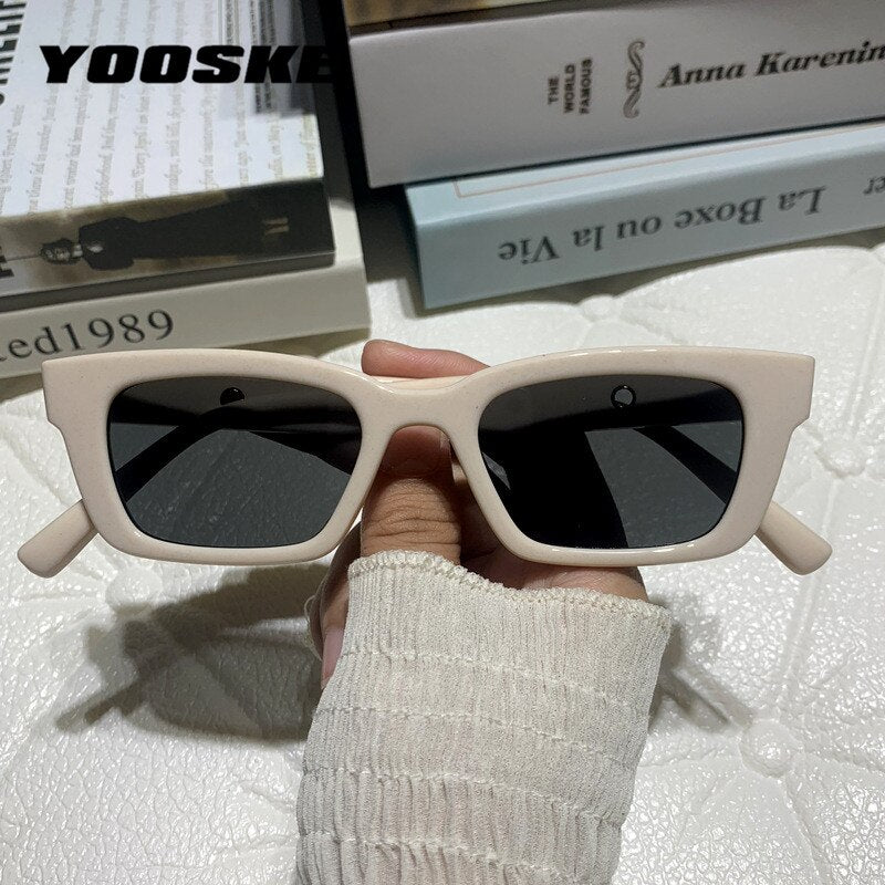 YOOSKE Vintage Rectangle Women Men Sunglasses Brand Designer Small Sun Glasses Frame Female Lady Eyeglasses UV400 - bertofonsi