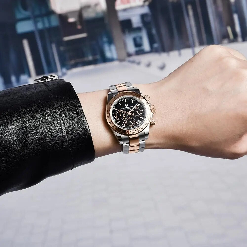 PAGANI DESIGN Fashion brand quartz men automatic date watches diving 100M men sport chronograph sapphire glass casual watch VK63 - bertofonsi