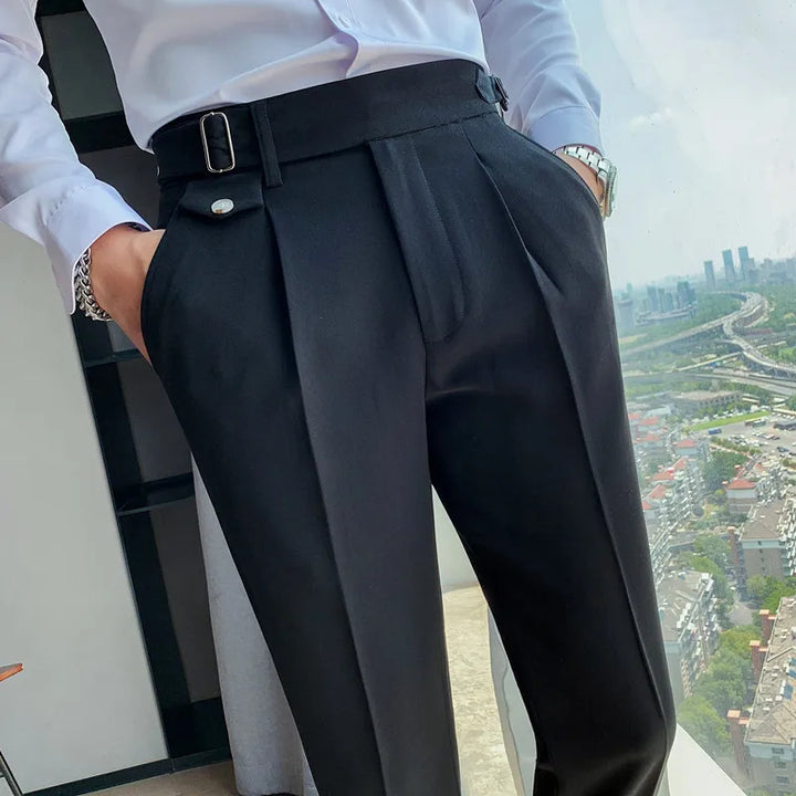 British Style Fashion Men Dress Pants Office Social Business Casual Suit Pants Man Slim Fit Simple Wedding Trousers Men Clothing - bertofonsi