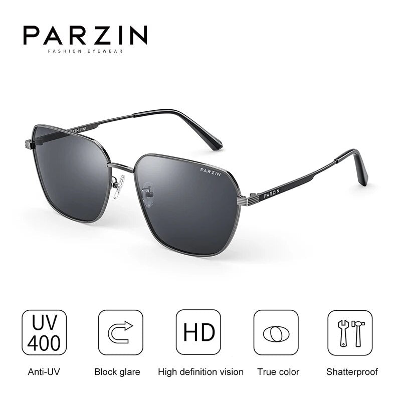 PARZIN Fashion Design Sunglasses for Men Polarized Nylon Travel Sun Glasses Vintage Oversized Luxury Eyewear Oculos De Sol - bertofonsi
