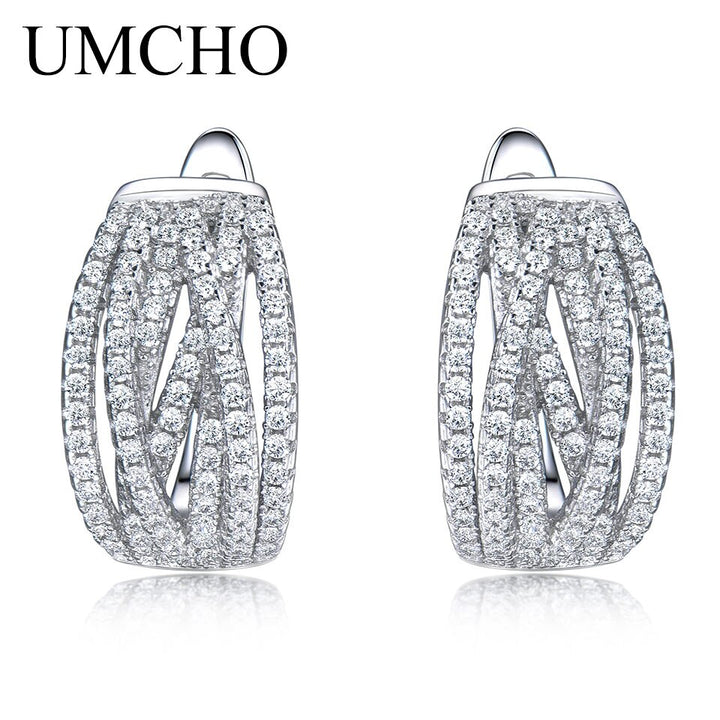 UMCHO Sterling Silver 925 Jewelry Sapphire Clip Earrings for Women Party Wedding Gift 925 Sterling Silver Earrings Fine Jewelry - bertofonsi
