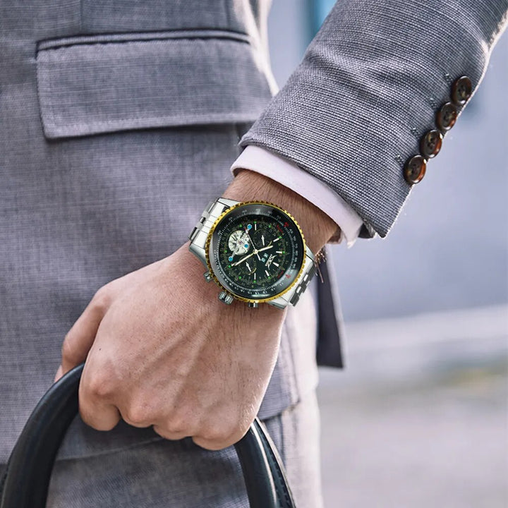 JARAGAR Tourbillon Wrist Watches for Men Automatic Mechanical Military Male Watch Calendar Multi Function Top Brand Luxury Reloj - bertofonsi