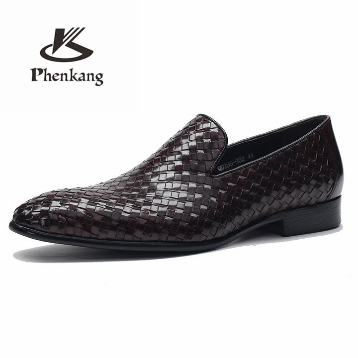 Phenkang mens formal shoes genuine leather oxford shoes for men italian 2020 dress shoes wedding shoes slip on leather brogues - bertofonsi