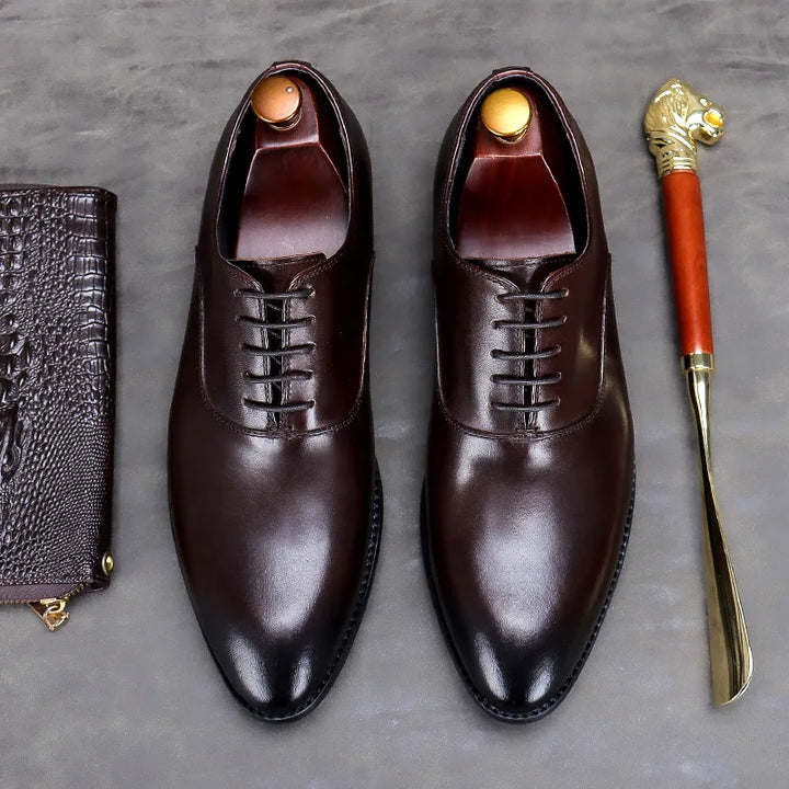 Full Grain Leather Men Vintage Italian Design Men Business Genuine Leather Dress Shoes Handmade Oxford Shoes For Men - bertofonsi