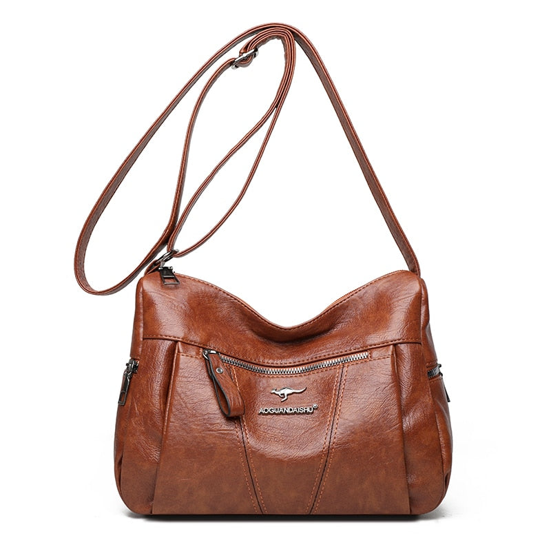 Many Pockets Shoulder Crossbody Bags for Women 2022 Brand Leather Ladies Designr Handbags Winter Style Messenger Bags Sac A Main - bertofonsi