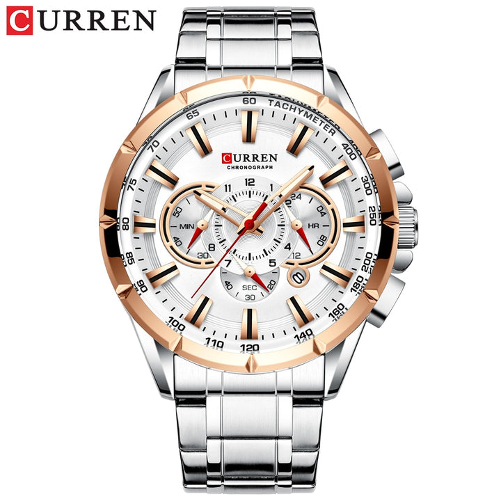 CURREN Sport Watches Men‘s Luxury Brand Quartz Clock Stainless Steel Chronograph Big Dial Wristwatch with Date Relogio Masculino - bertofonsi