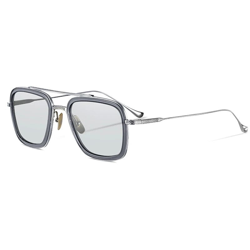 top quality pure titanium sunglasses man square acetate eyeglasses Pilot Double Bridge Edith fashion woman UV400 Sun Glasses - bertofonsi