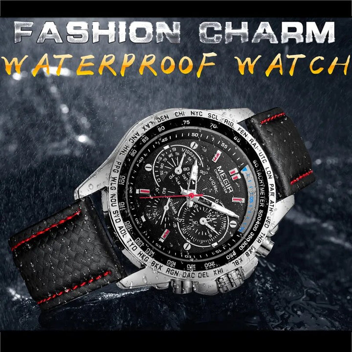 MEGIR Mens Watches Top Brand Luxury Quartz Watch Men Fashion Casual Leather Strap Clock Small Dial Decoration Sport Watch Erkek - bertofonsi