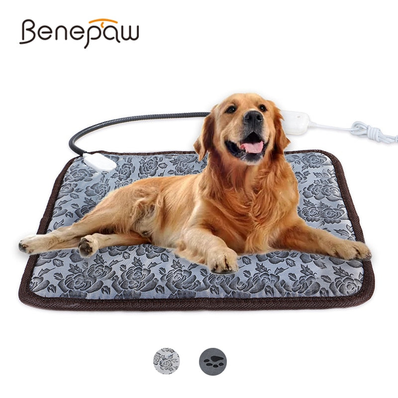 Benepaw Adjustable Heating Pad For Dog Cat Puppy Power-off Protection Pet Electric Warm Mat Bed Waterproof Bite-resistant Wire - bertofonsi