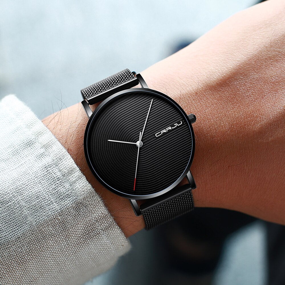 Men Watches Men's Quartz Wristwatches Male Clock CRRJU Top Brand Luxury Relogio Masculino Wrist Watches Meski For Sports - bertofonsi