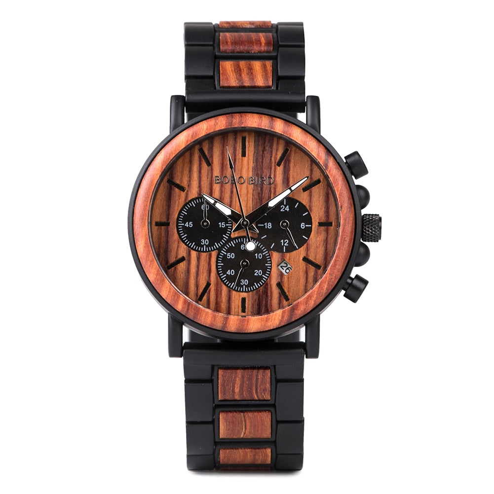 reloj hombre BOBO BIRD Men Watch Wood Watches Women Timepieces Chronograph Military Quartz Wristwatches relogio masculino OEM - bertofonsi