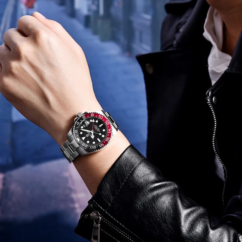 2022 New Men Watches PAGANI DESIGN Classic Sapphire Glass GMT Automatic Machinery Movement 100M Waterproof All Steel Watch Clock - bertofonsi