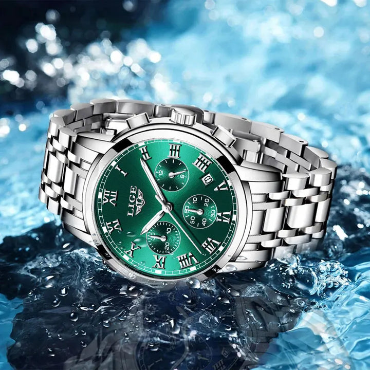 2023 LIGE Ladies Watches Top Brand Luxury Fashion Stainless Steel Watch Women Chronograph Quartz Clock Waterproof Wristwatch+Box - bertofonsi