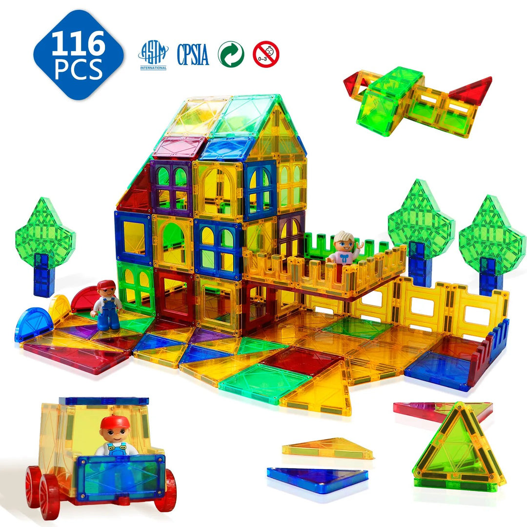 116 Pieces Magnetic Building Blocks Set Magnet Construction Games Set Magnetic Tiles Educational Toys for Children - bertofonsi