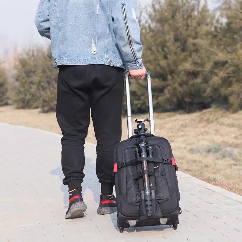 T&FOTOP Professional DSLR CameraTrolley Suitcase Bag Video Photo Digital Camera Luggage Travel Trolley Backpack on Wheels - bertofonsi