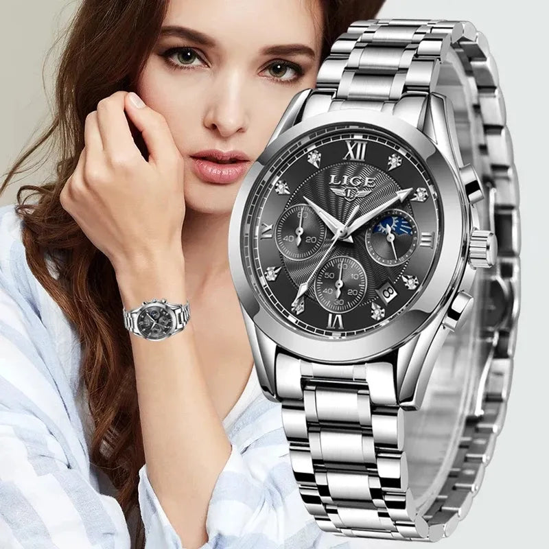 LIGE 2023 New Fashion Watch Women Watches Ladies Creative Steel Women Bracelet Watches Female Waterproof Clocks Relogio Feminino - bertofonsi