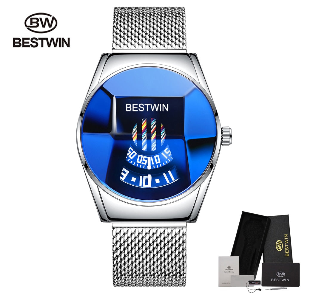 New Sport BESTWIN Mens Quartz Watches Hot Luxury Brand Watch For Men Silicone Wristwatch Waterproof Clock Relogio Masculino - bertofonsi