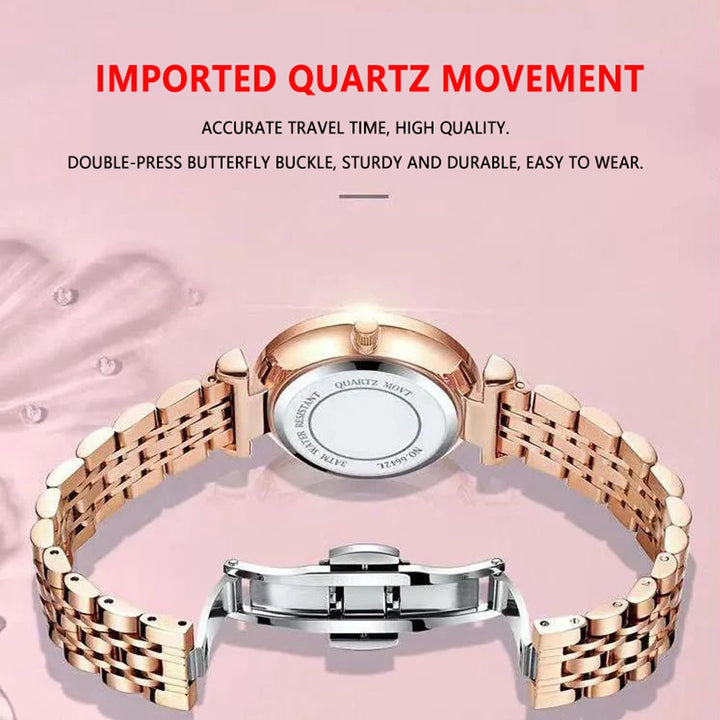 POEDAGAR Watch Women New Fashion Luxury Stainless Steel Wristwatch Bracelet Simple Rose Gold Waterproof Luminous Ladies Watches - bertofonsi