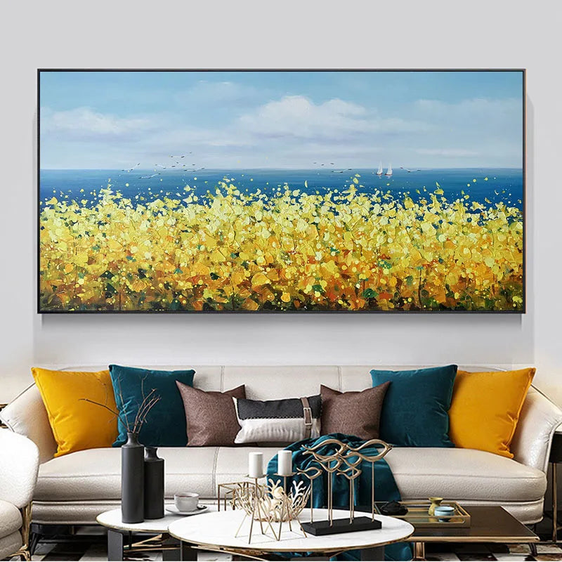 Hand-painted Oil Painting Abstract Sea Landscape Thick Oil On Canvas Wall Art Handmade Large Paintings Home Decoration Unframed - bertofonsi