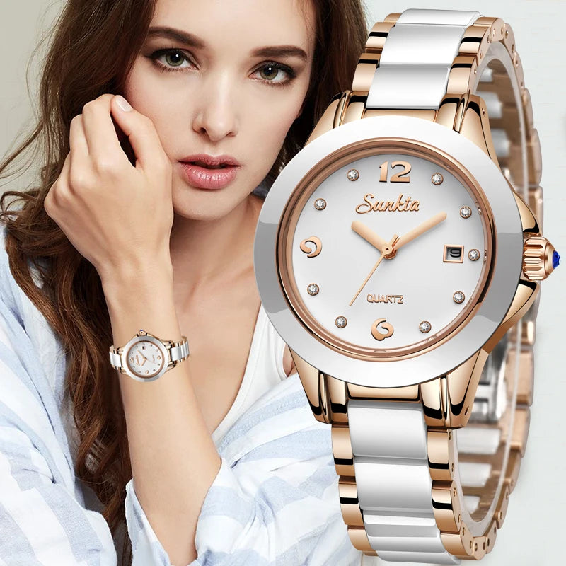 LIGE Brand Sunkta Women Watch 2020 Fashion Ladies Ceramic Wrist Watch Women Dress Watches Stainless Steel Waterproof Date Clock - bertofonsi