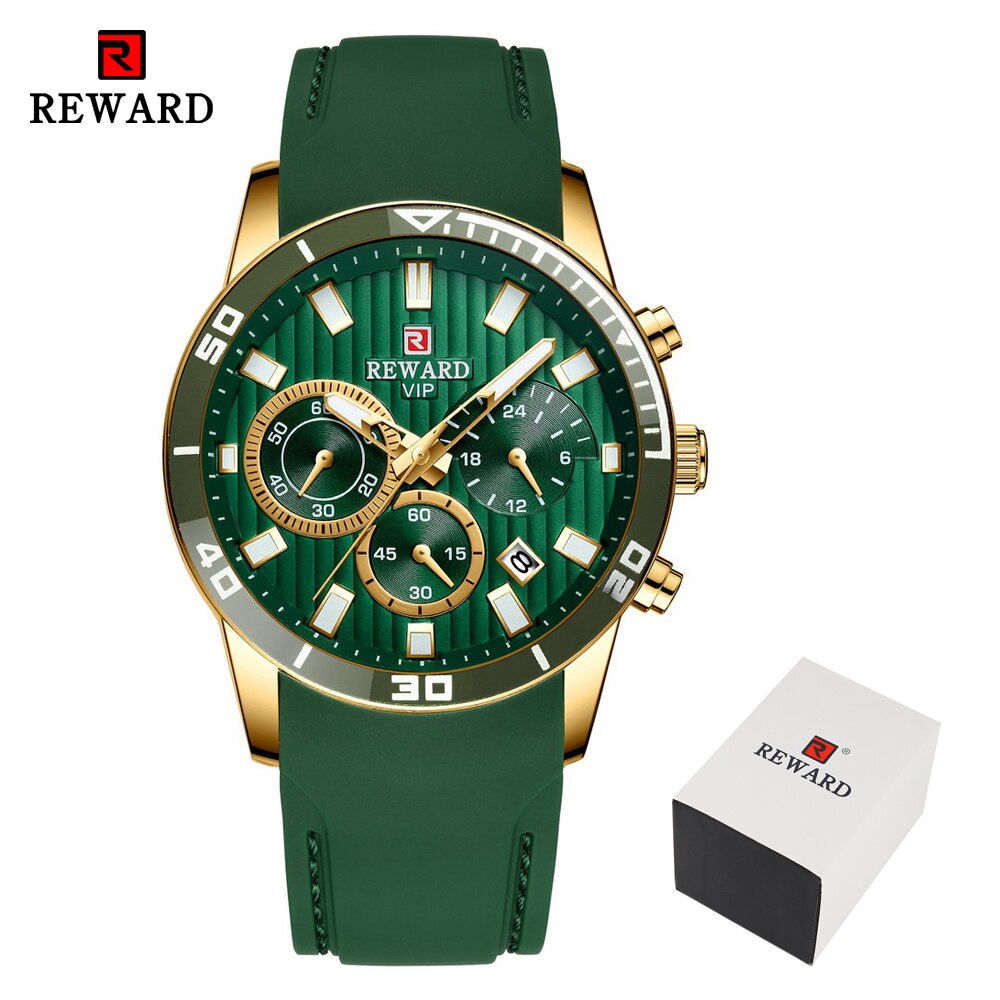 REWARD Mens Watches Top Brand Luxury Blue Quartz Watch Chronograph Men Silicone Waterproof Date Sport Wrist Watch Man Male Clock - bertofonsi