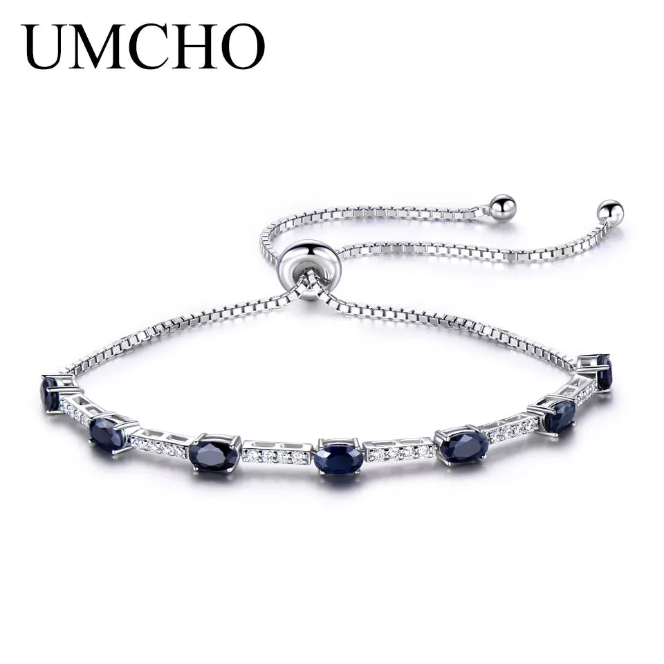 UMCHO 925 sterling silver 2.45 carats classic luxury natural black spinel ladies bracelet jewelry romantic wedding party gift - bertofonsi