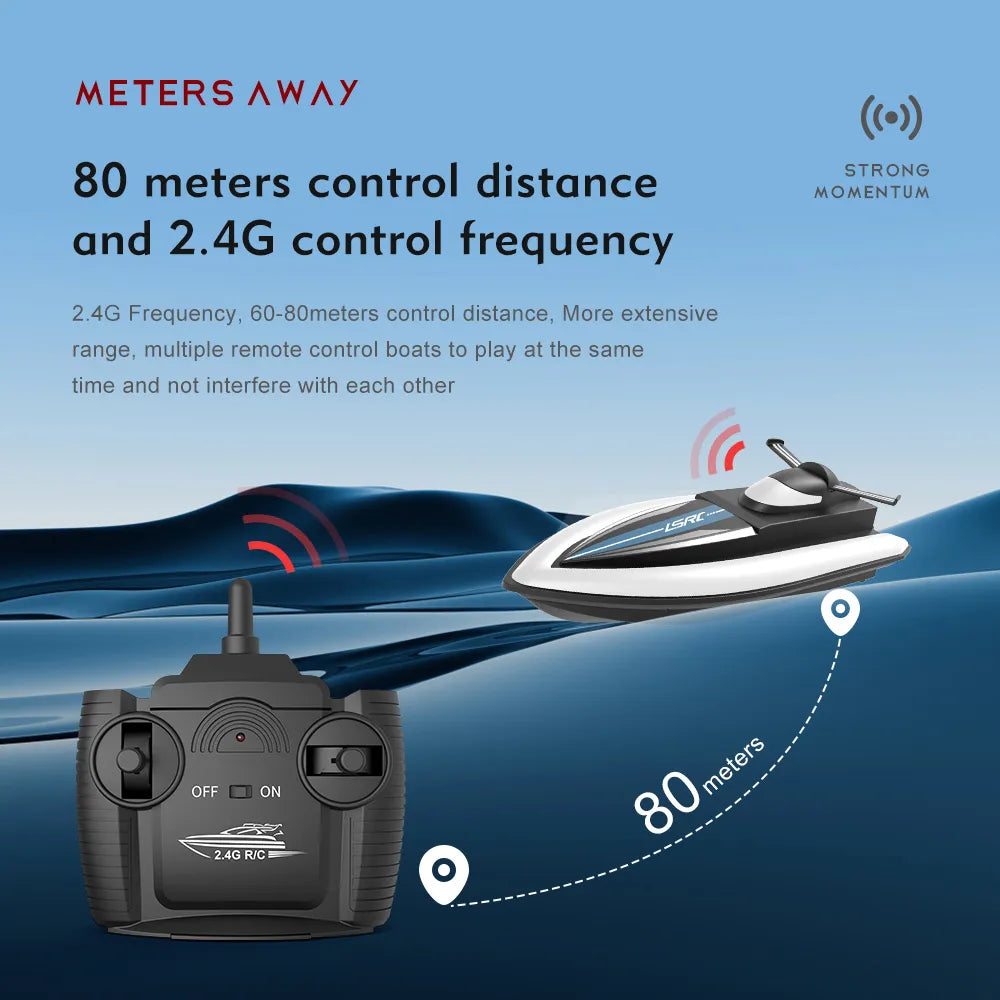 2.4G LSRC-B8 RC High Speed Racing Boat Waterproof Rechargeable Model Electric Radio Remote Control Speedboat Gifts Toys for boys - bertofonsi