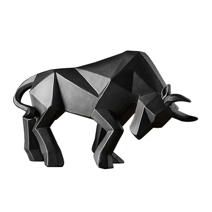 Bull Statues Art Geometric Resin Bison Sculpture Animal Home Decoration Tabletop Ox Figurine Ornament Office Crafts Decor Gifts - bertofonsi