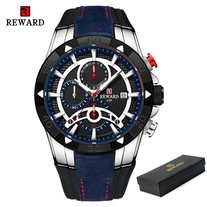 REWARD Fashion Blue Men Watches Chronograph Top Brand Luxury Waterproof Quartz Watch Men 2023 New Big Dial Sport Wrist Watch - bertofonsi