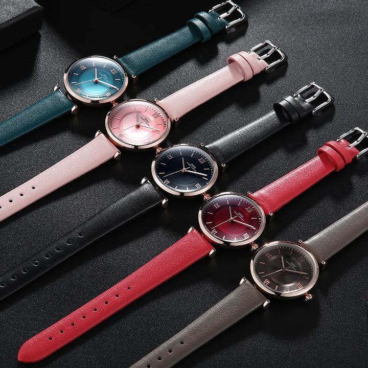 IBSO New Brand Women's Watches 2021 Green Genuine Leather Strap Luxury Quartz Japan Movement Ladies Watch Elegant Montre Femme - bertofonsi